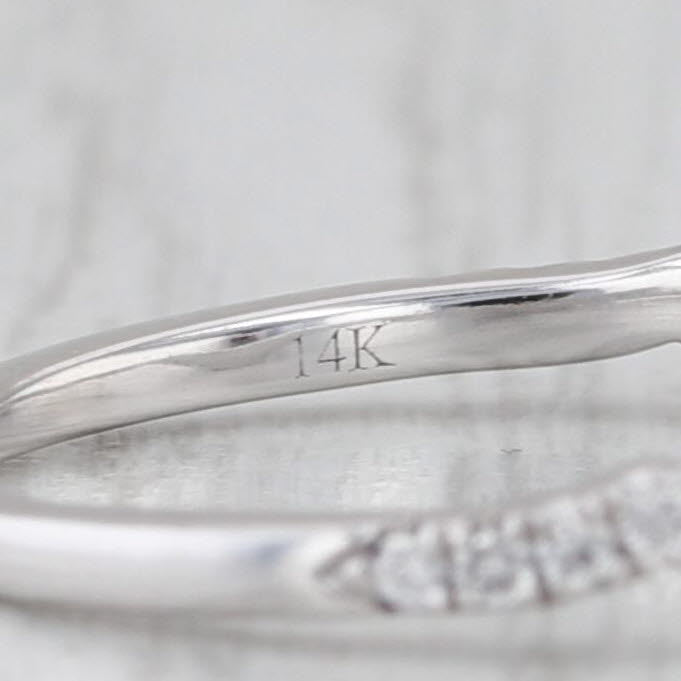 Neil Lane Contoured Diamond Ring 14k White Gold Wedding Band Size 8 Guard