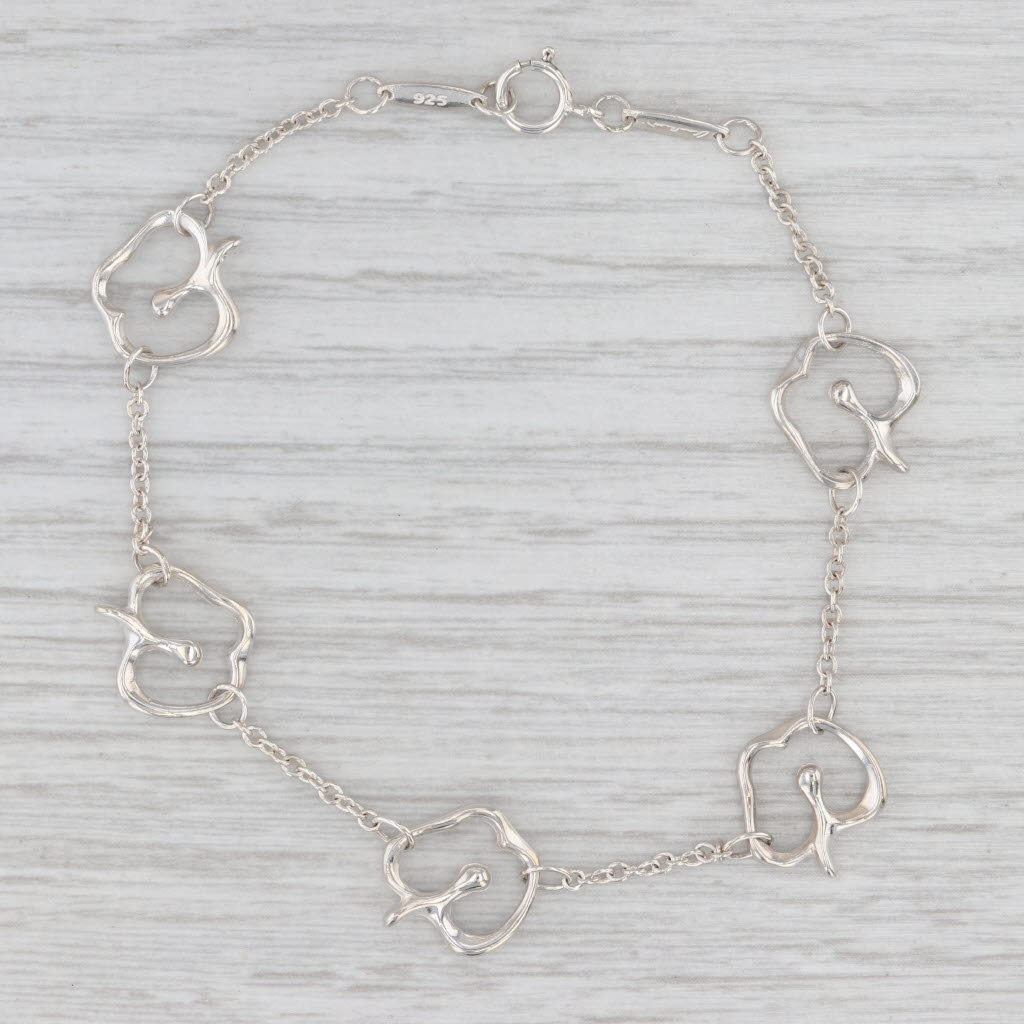 Tiffany & Co Apple Bracelet W/ Pouch Sterling Silver 7" Elsa Peretti