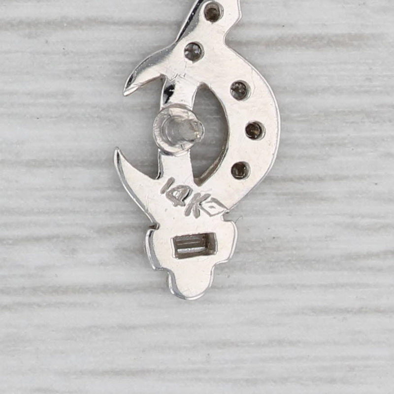 Light Gray Diamond Shriners Tie Tac Pin 14k White Gold Masonic Scimitar Crescent