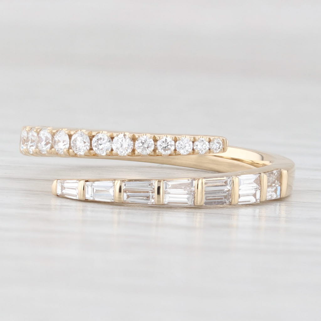 Light Gray New 0.46ctw Diamond Bypass Wedding Ring 14k Yellow Gold Stackable 6.5 Adjustable