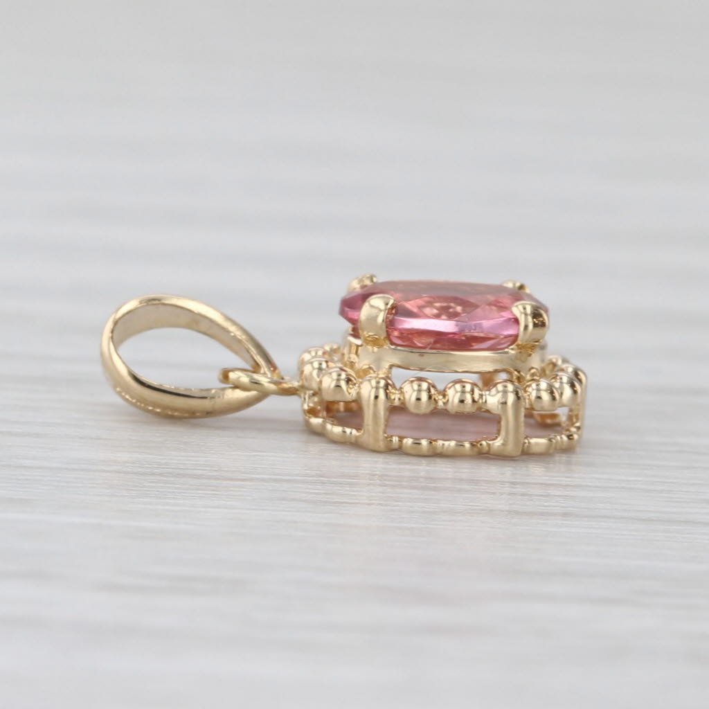 0.54ct Oval Pink Tourmaline Pendant 14k Yellow Gold Small Solitaire Drop