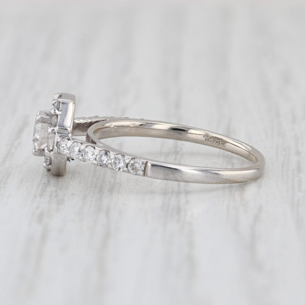 0.75ctw Round Diamond Halo Engagement Ring 14k White Gold Size 6.5 Cathedral