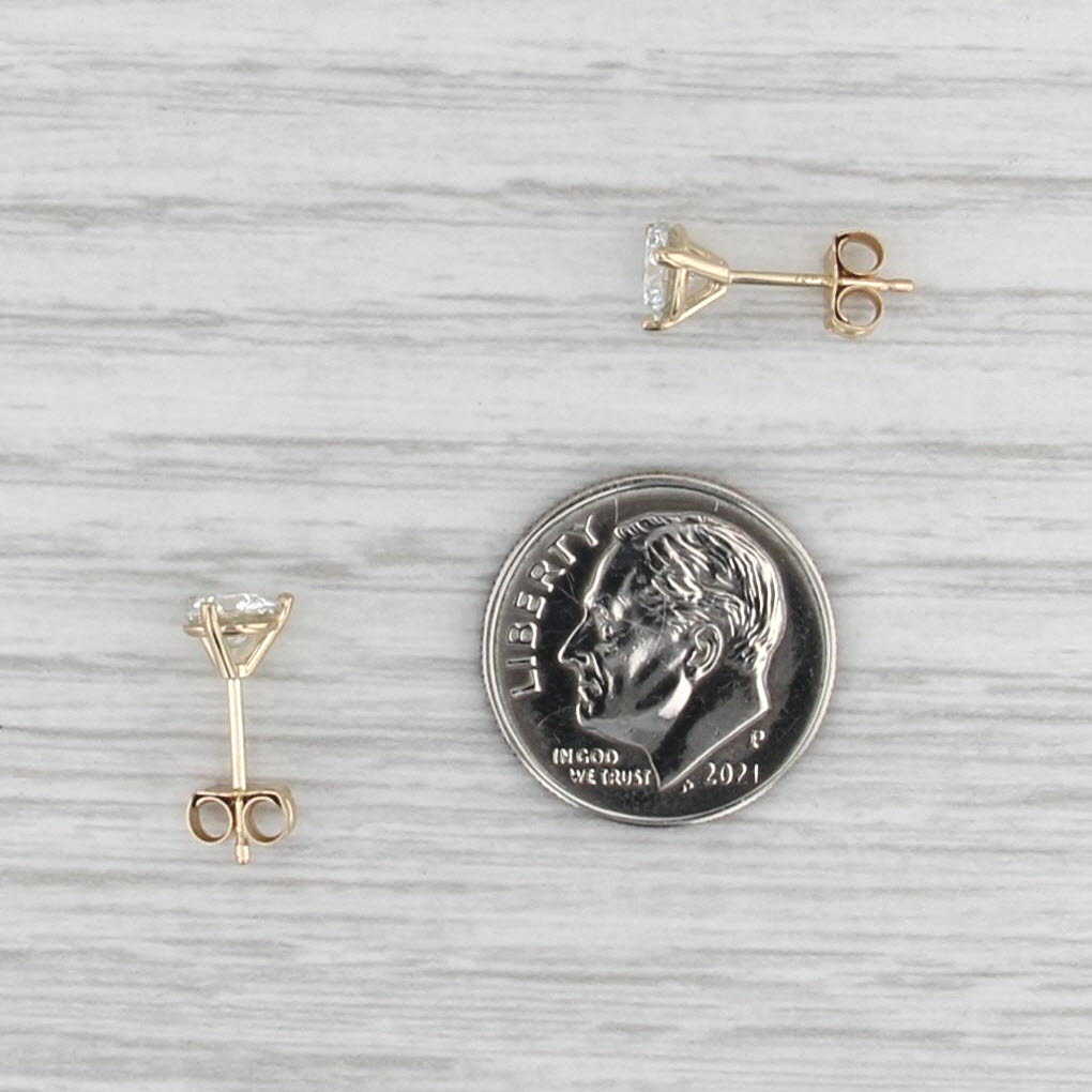 New 1ctw Round Diamond Solitaire Stud Earrings 14k Yellow Gold Martini Studs