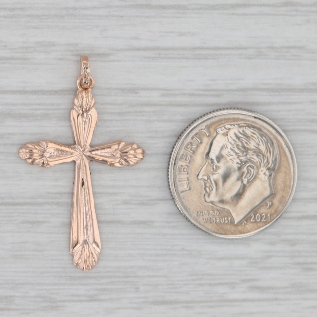 Gray Rose Gold Tapering Cross Pendant 14k Charm