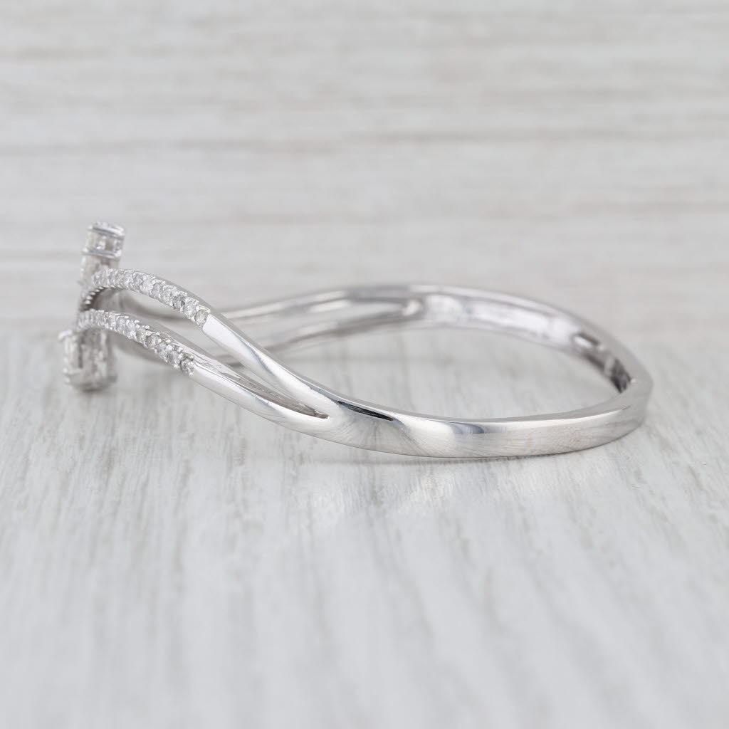 2.15ctw Diamond Teardrop Bypass Bracelet 18k White Gold 6.75" Hinged