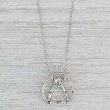 Gray Diamond Ladybug Pendant 10k White Gold 17.75" Rope Chain