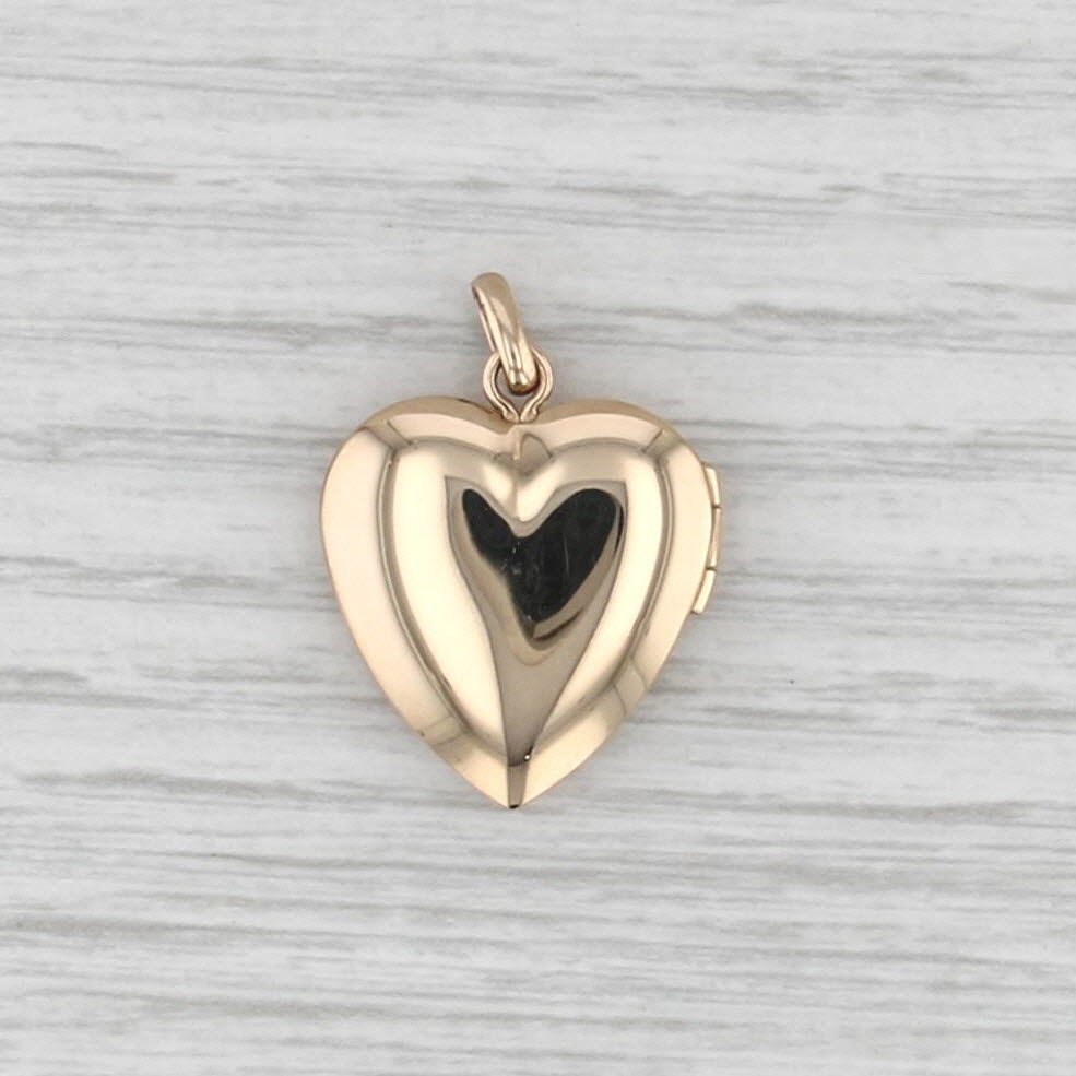 Vintage Diamond Accented Heart Locket Pendant 14k Yellow Gold