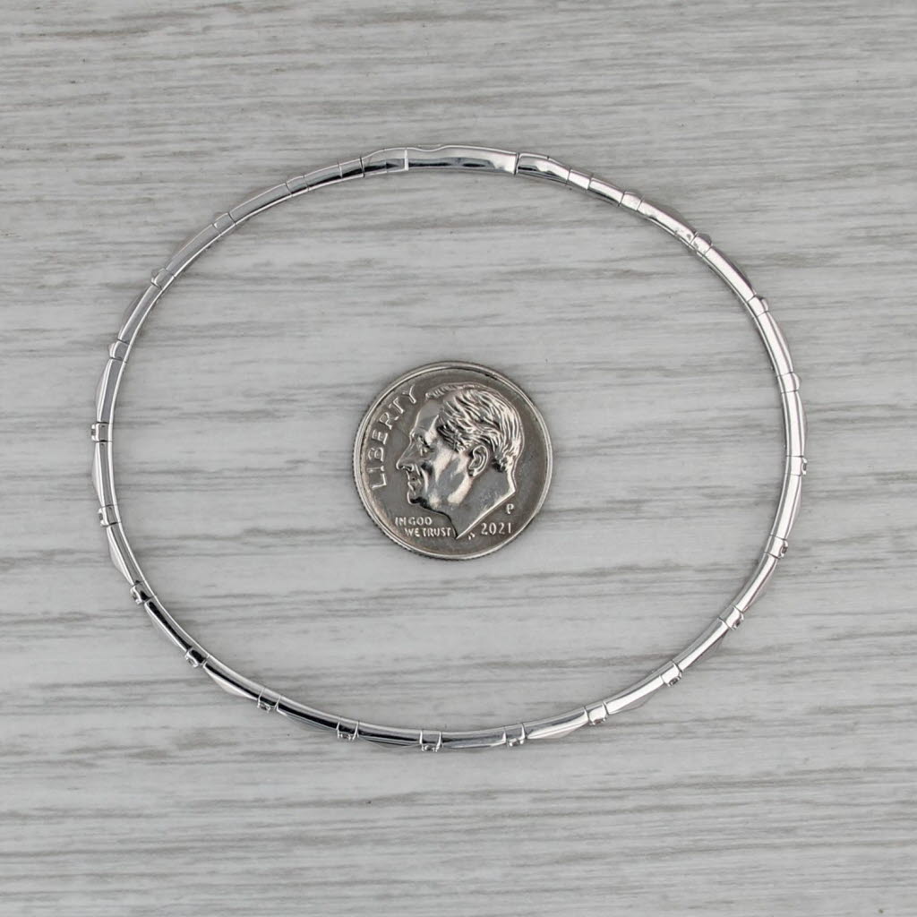 New 0.16ctw Diamond Bead Flexible Bangle Tennis Bracelet 14k White Gold 6.75"