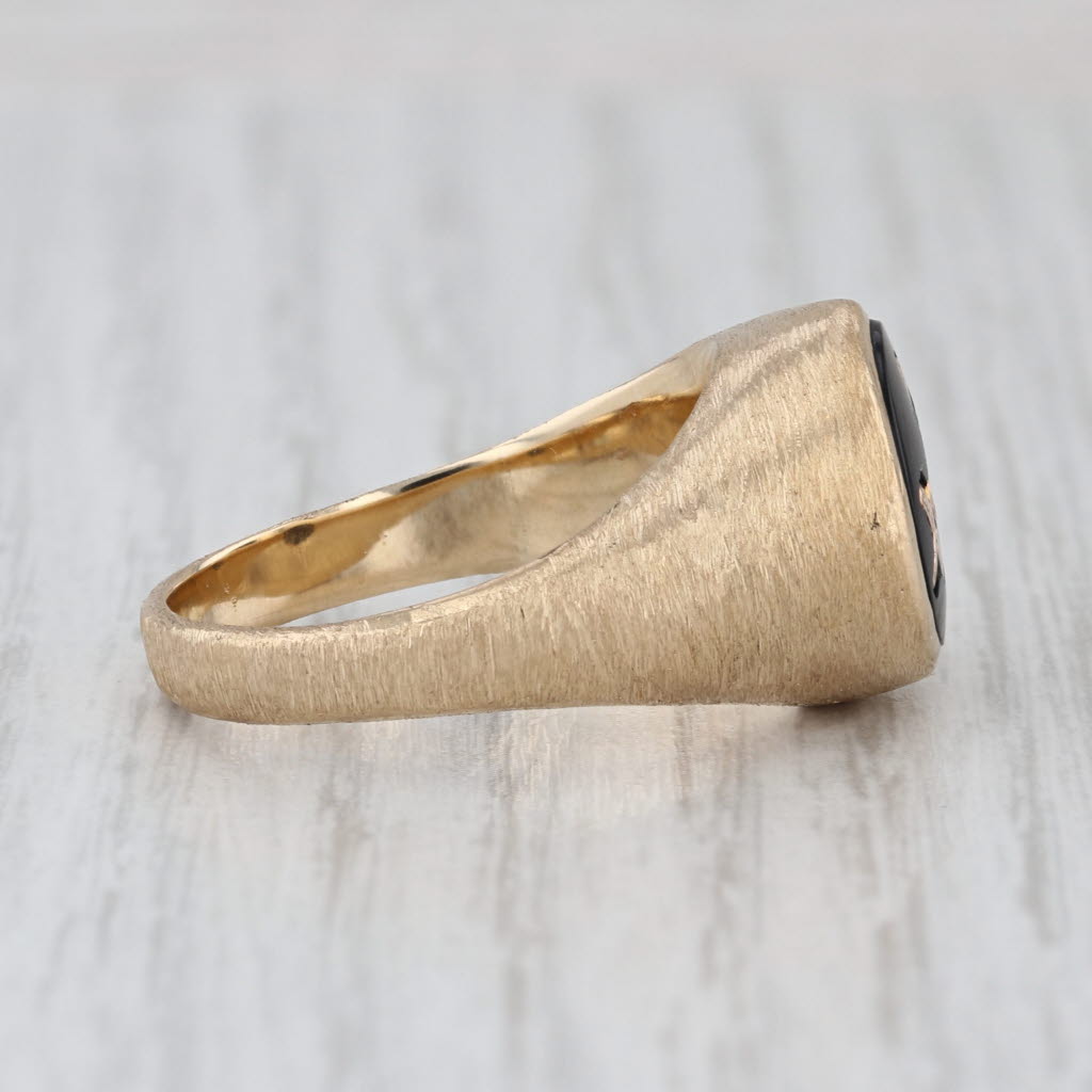 Onyx Masonic Signet Ring 14k Yellow Gold Size 10 Blue Lodge Square Compass