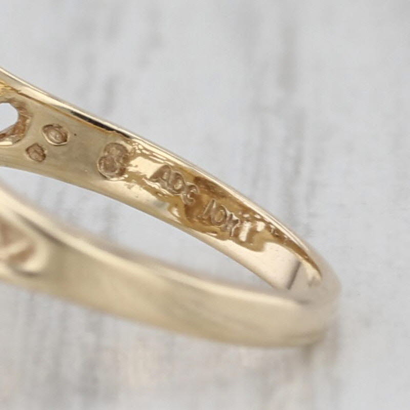 Vintage Diamond Signet Ring 10k Yellow Gold Size 5.5