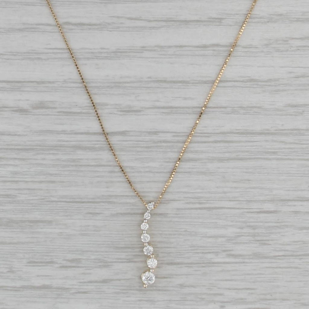 0.20ctw Diamond Journey Pendant Necklace 14k Yellow Gold 19.5" Box Chain