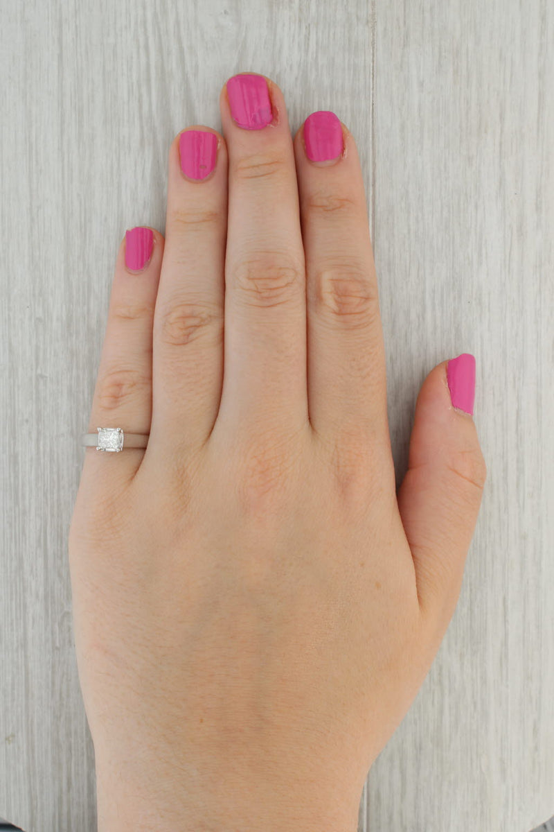 Tan 0.77ctw Princess Diamond Engagement Ring 14k White Gold Size 6.75