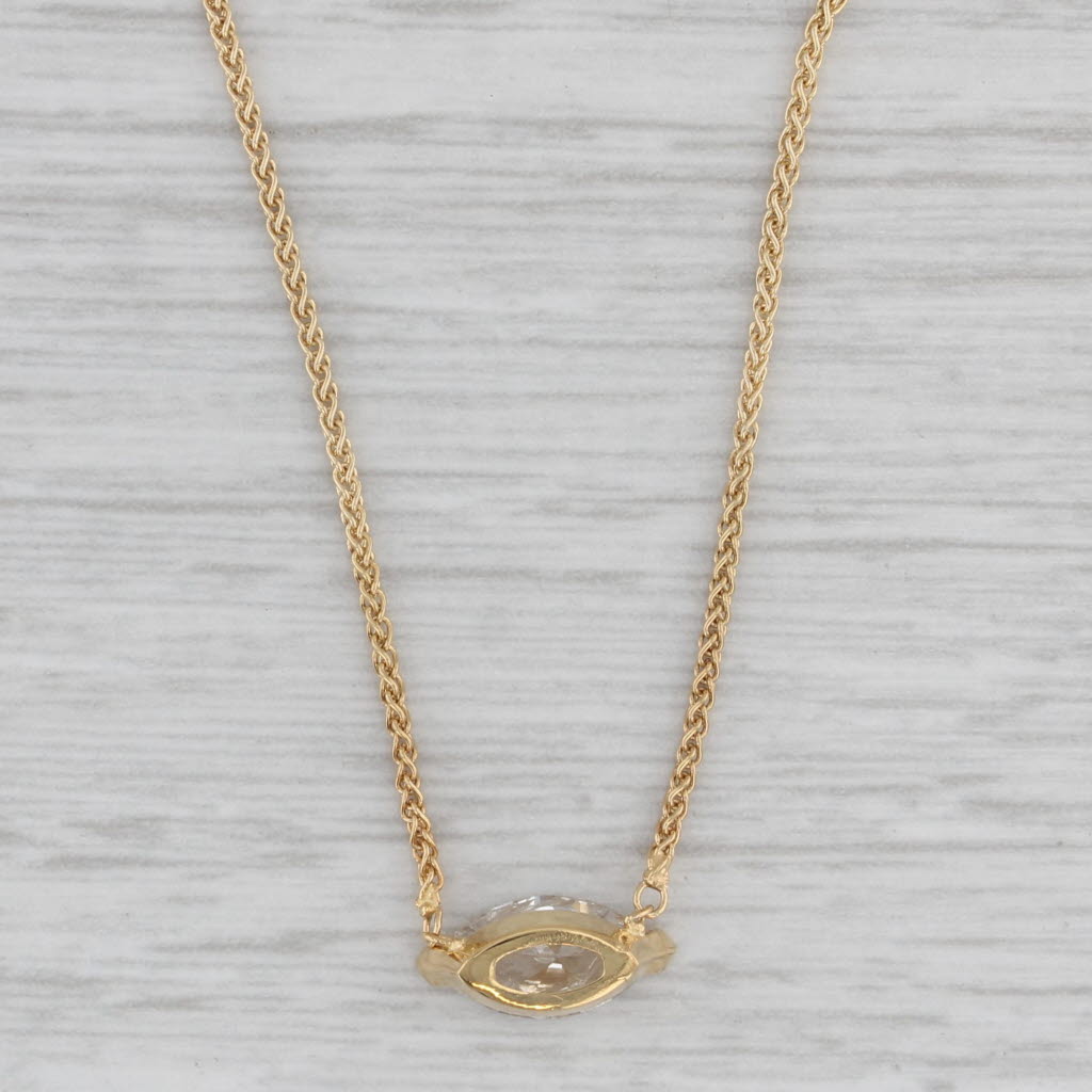 Gray New 0.94ct Marquise Diamond Necklace 14k Yellow Gold 16.25" Wheat Chain