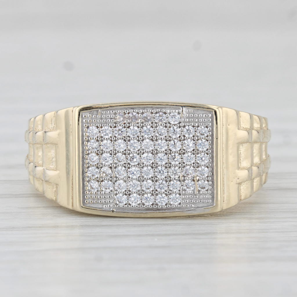Light Gray 0.25ctw Cubic Zirconia Ring 10k Yellow Gold Size 10 Men's