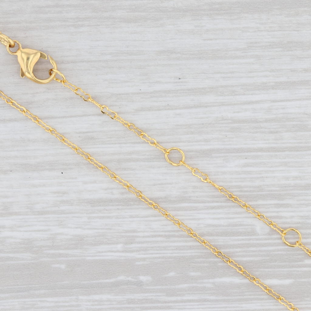 New Nina Wynn Spirit Necklace Chrysoprase Crinkle Chain Sterling Gold Vermeil
