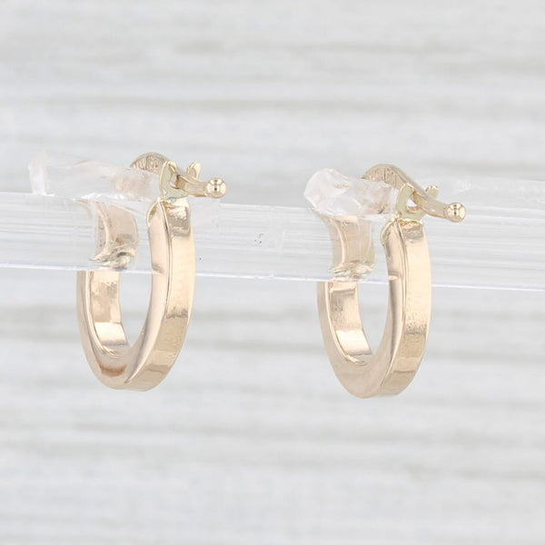 New Small Round Hoop Earrings 14k Yellow Gold Pierced Snap Top Hoops