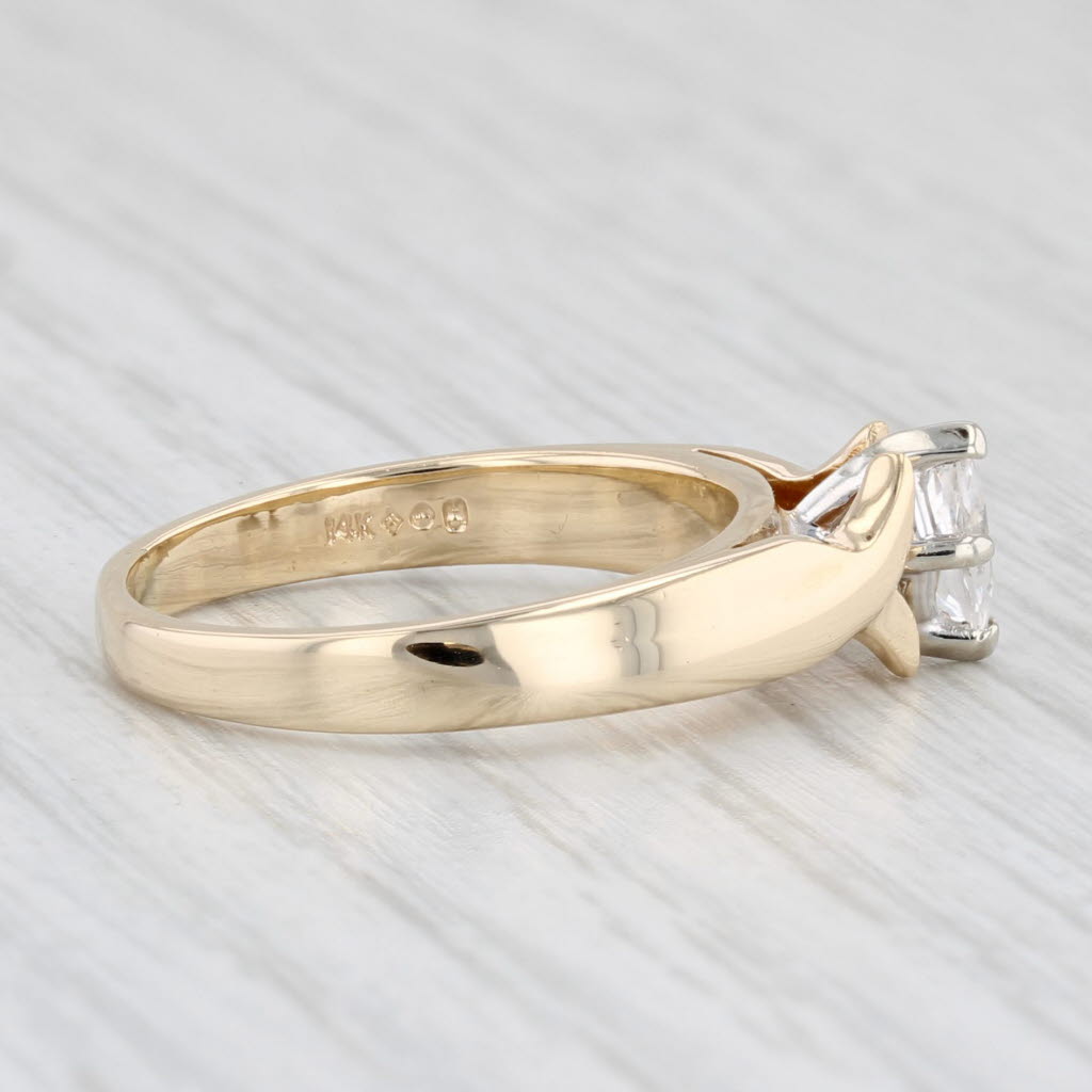 Light Gray Cubic Zirconia Marquise Solitaire Ring 14k Yellow Gold Size 6.5 Engagement