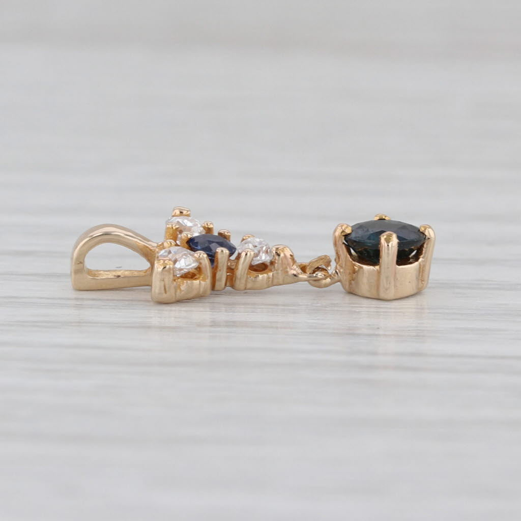 0.50ctw Blue Sapphire Diamond Small Drop Pendant 14k Yellow Gold