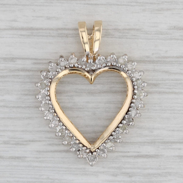 0.25ctw Diamond Halo Open Heart Pendant 10k Yellow Gold