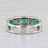 0.85ctw Emerald Diamond Ring 14k White Gold Size 6 Stackable Wedding Band