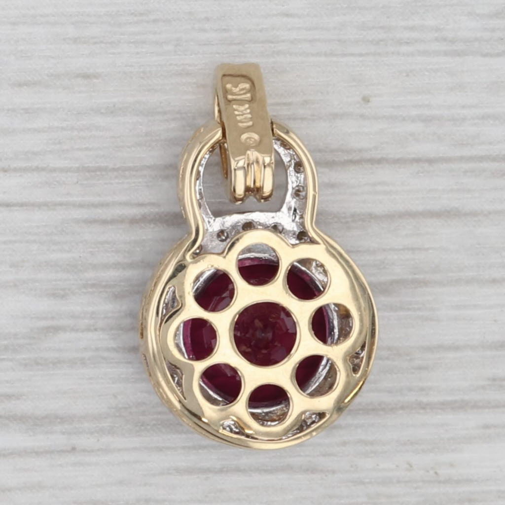 Gray 3.15ctw Rhodolite Garnet Diamond Halo Pendant 14k Yellow Gold