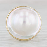 Light Gray Blister Pearl Ring 14k Yellow Gold Size 6 Solitaire Statement