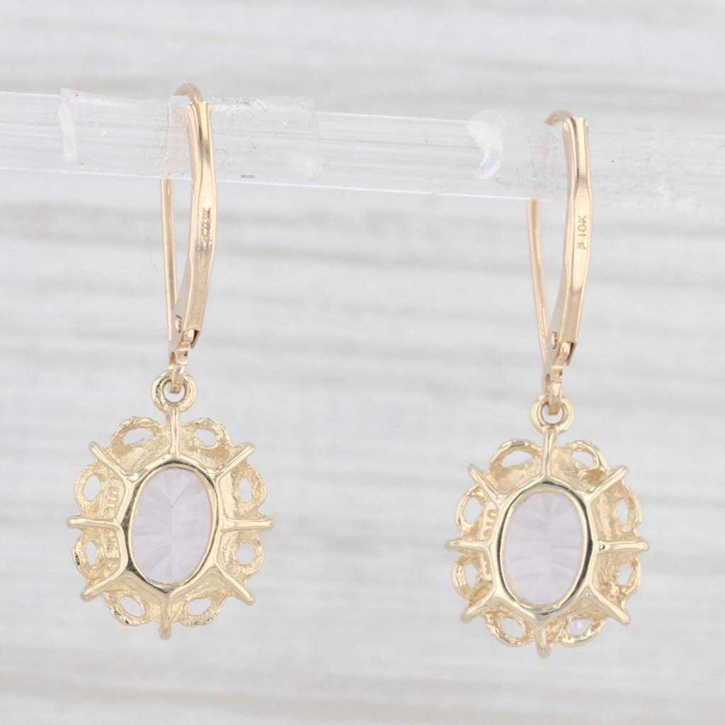 Light Gray 3.20ctw Light Purple Amethyst Dangle Earrings 10k Yellow Gold Lever Backs