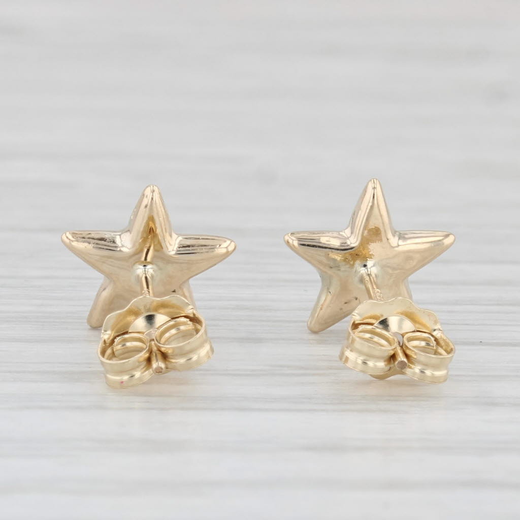 Light Gray Small Star Stud Earrings 14k Yellow Gold