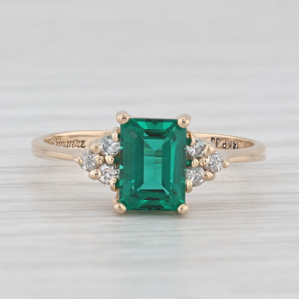 Light Gray 1.09ctw Lab Created Emerald Diamond 14k Yellow Gold Size 6.5