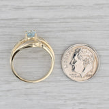 1ctw Aquamarine Topaz Diamond Ring 10k Yellow Gold Size 7.25 Bypass