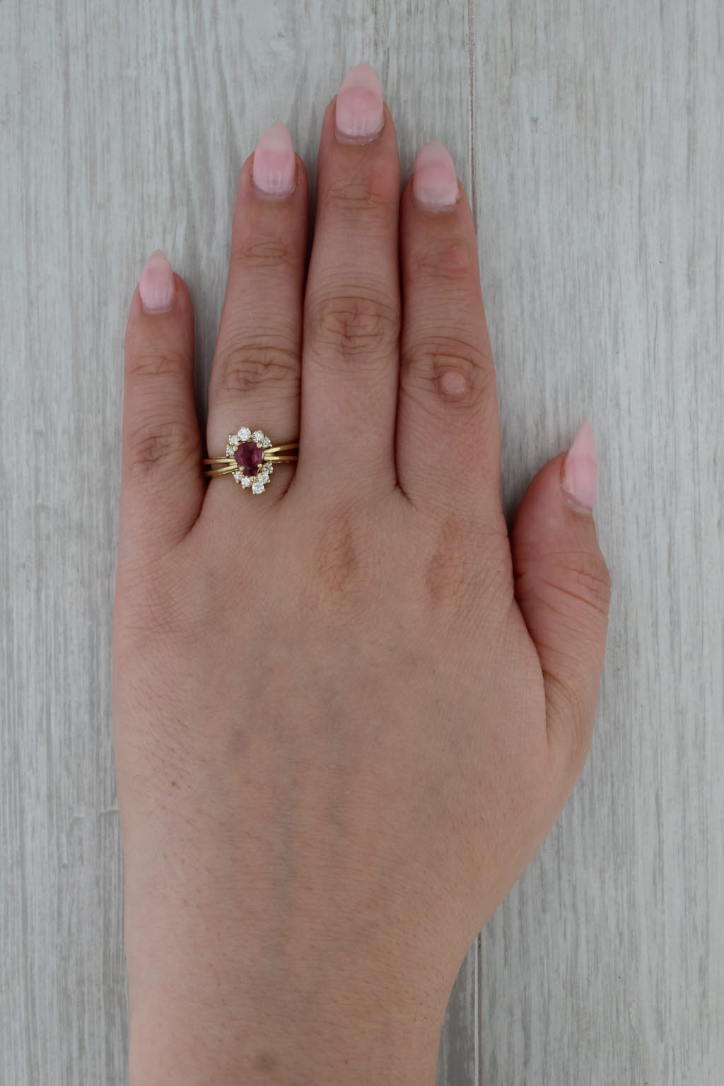 1.12ctw Ruby Diamond Ring 18k Yellow Gold Size 6.75