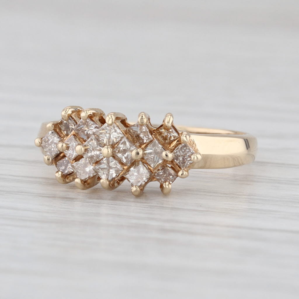 0.70ctw Champagne Diamond Cluster Ring 10k Yellow Gold Size 7