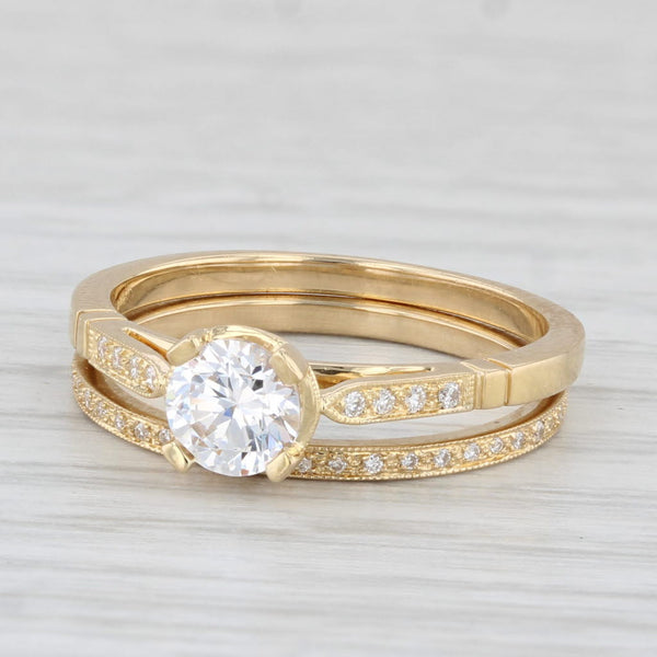 New Beverley K Semi Mount Engagement Ring Wedding Band Set Diamonds 18k Gold