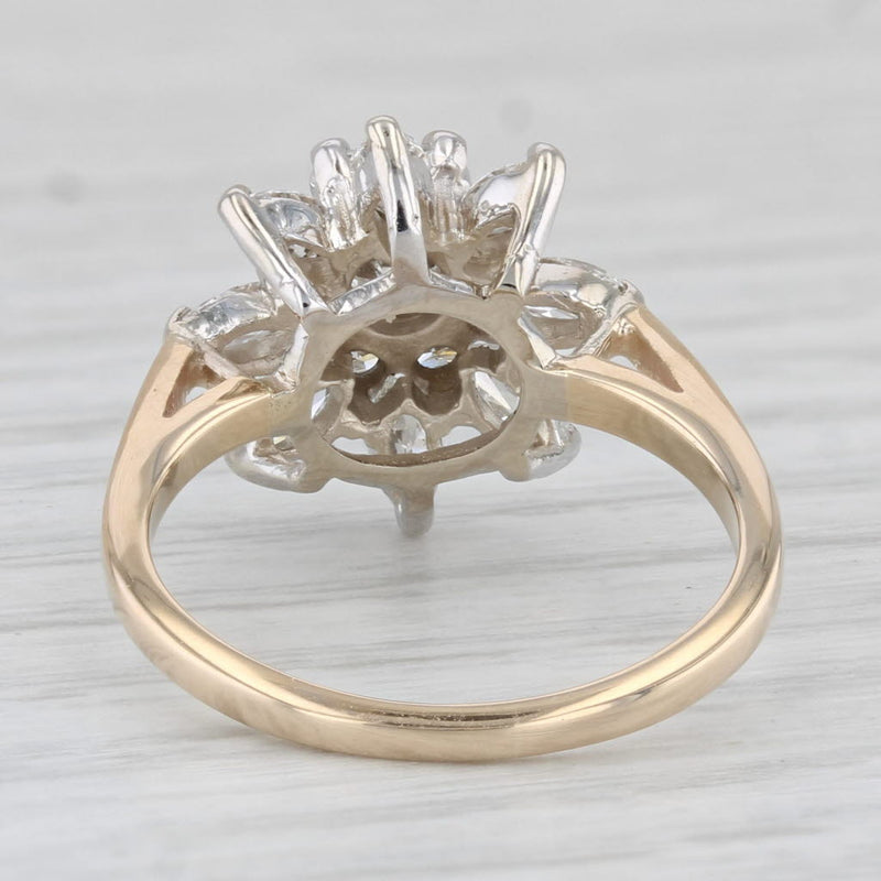 1.16ctw Diamond Cluster Flower Engagement Ring 14k Yellow Gold Size 6.25