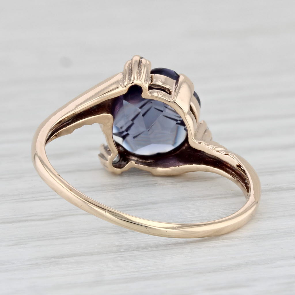 Light Gray Shamrock Lab Created Alexandrite Simulated Diamond Bypass Ring 10k Gold Sz 8.75