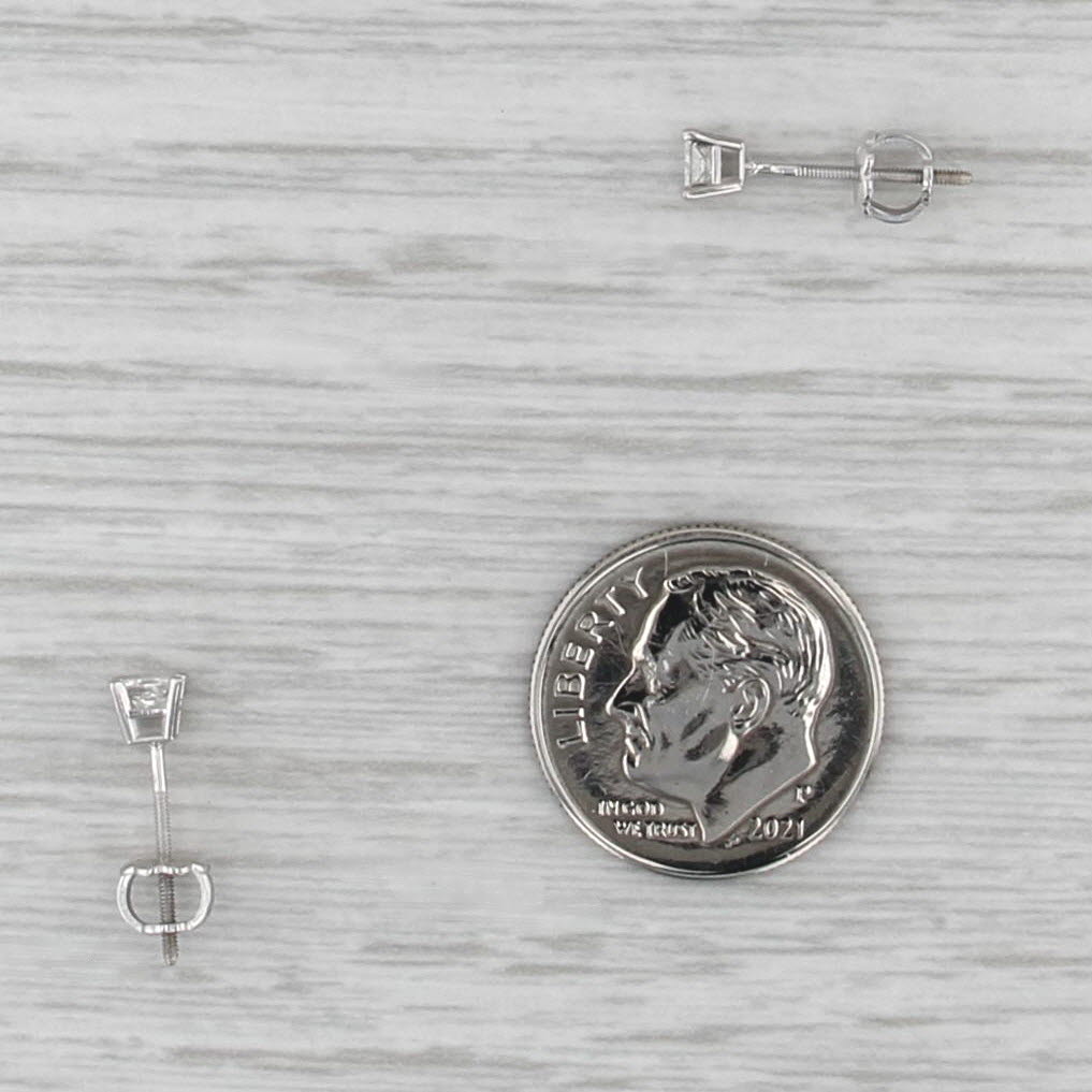0.28ctw Princess Diamond Solitaire Stud Earrings 14k White Gold Studs