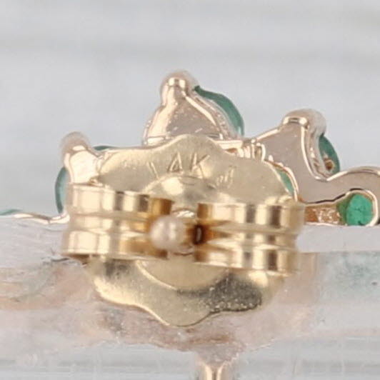 0.50ctw Emerald Diamond Cluster Stud Earrings 14k Yellow Gold Studs