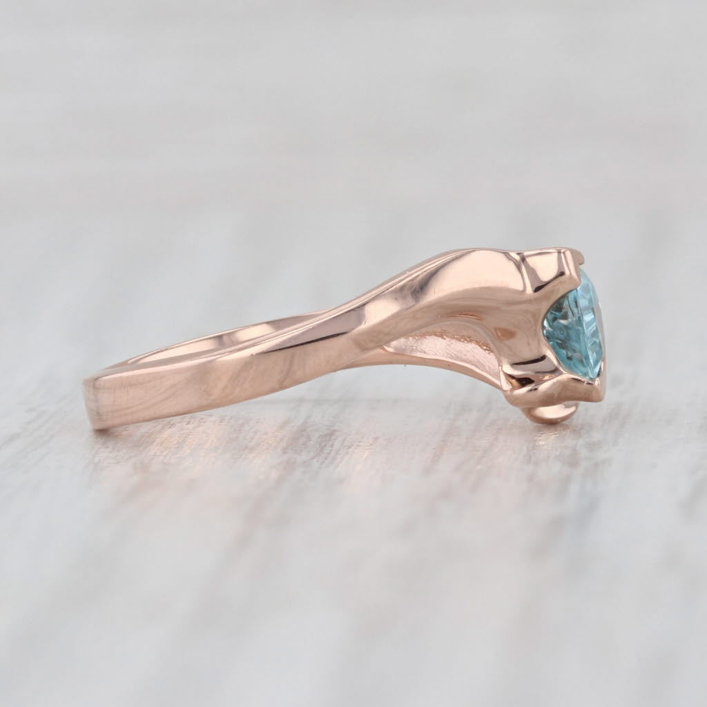 0.58ct Blue Zircon Solitaire Ring 14k Rose Gold Size 7.25 Bypass