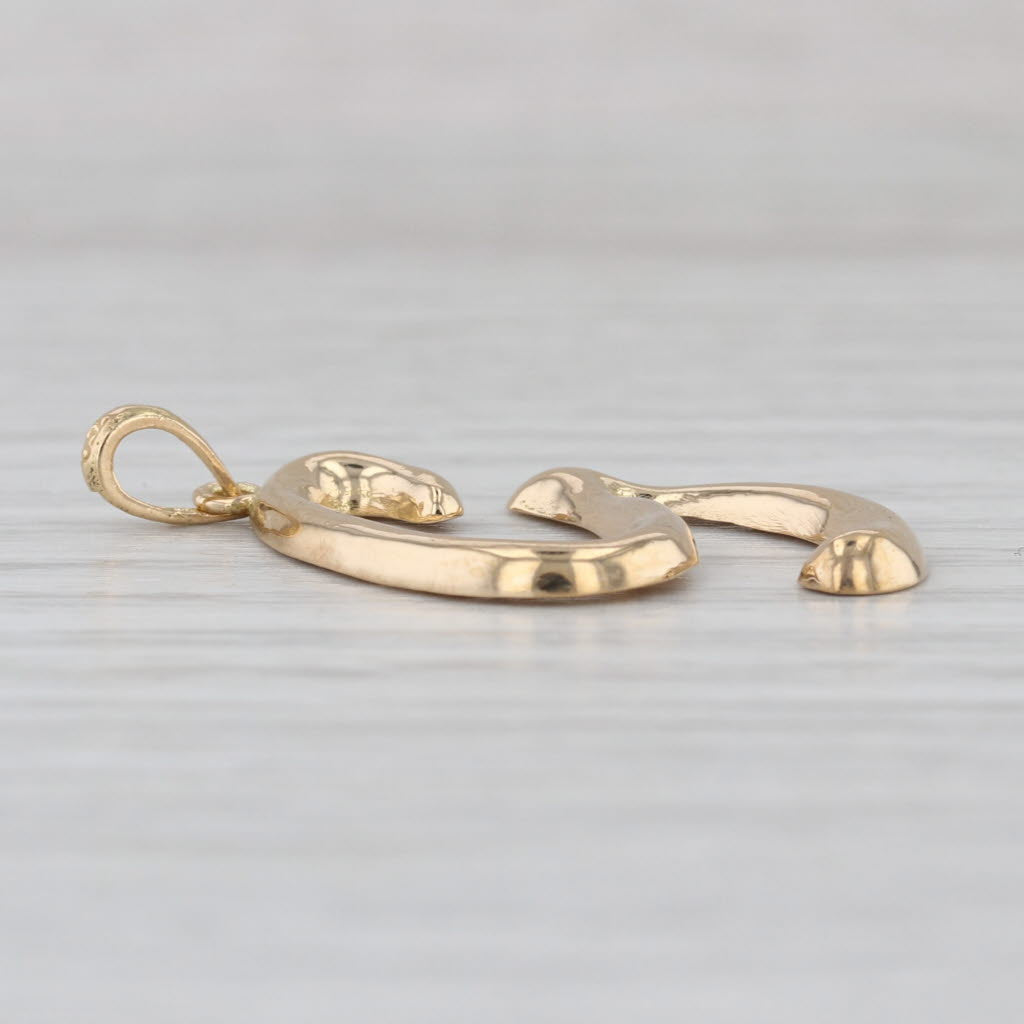 Cursive Letter G Pendant 18k Yellow Gold Initial Charm