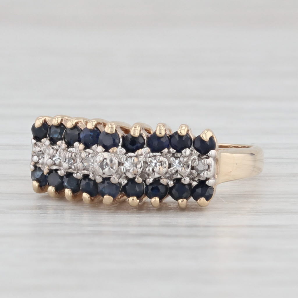 Light Gray 0.52ctw Blue Sapphire Diamond Tiered Ring 10k Yellow Gold Size 5.5