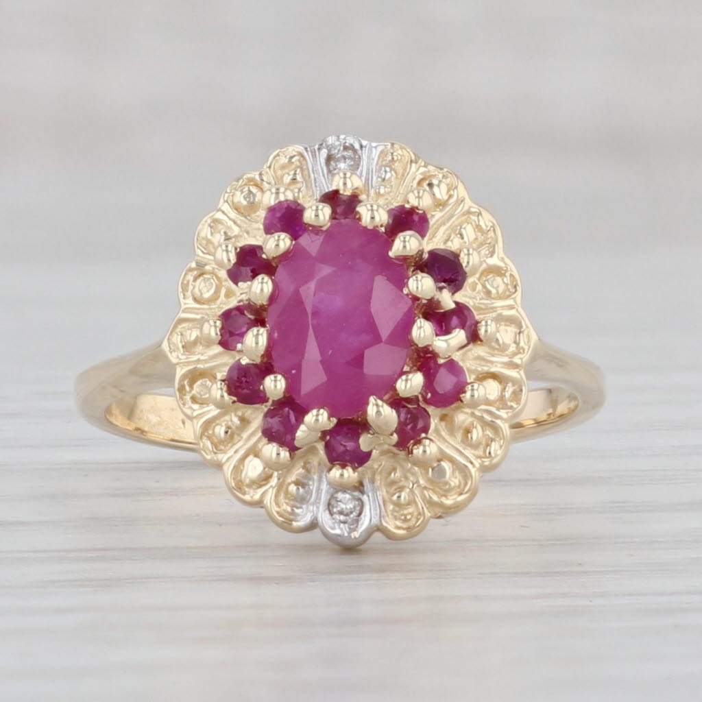 Gray 1.14ctw Oval Ruby Diamond Ring 14k Yellow Gold Size 7