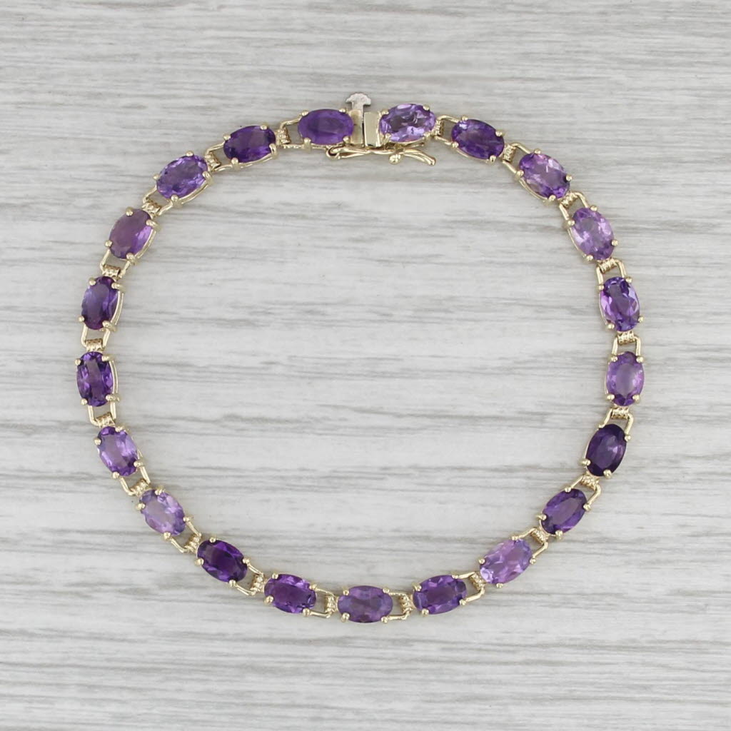8.40ctw Amethyst Tennis Bracelet 10k Yellow Gold 6.75" 4.1mm