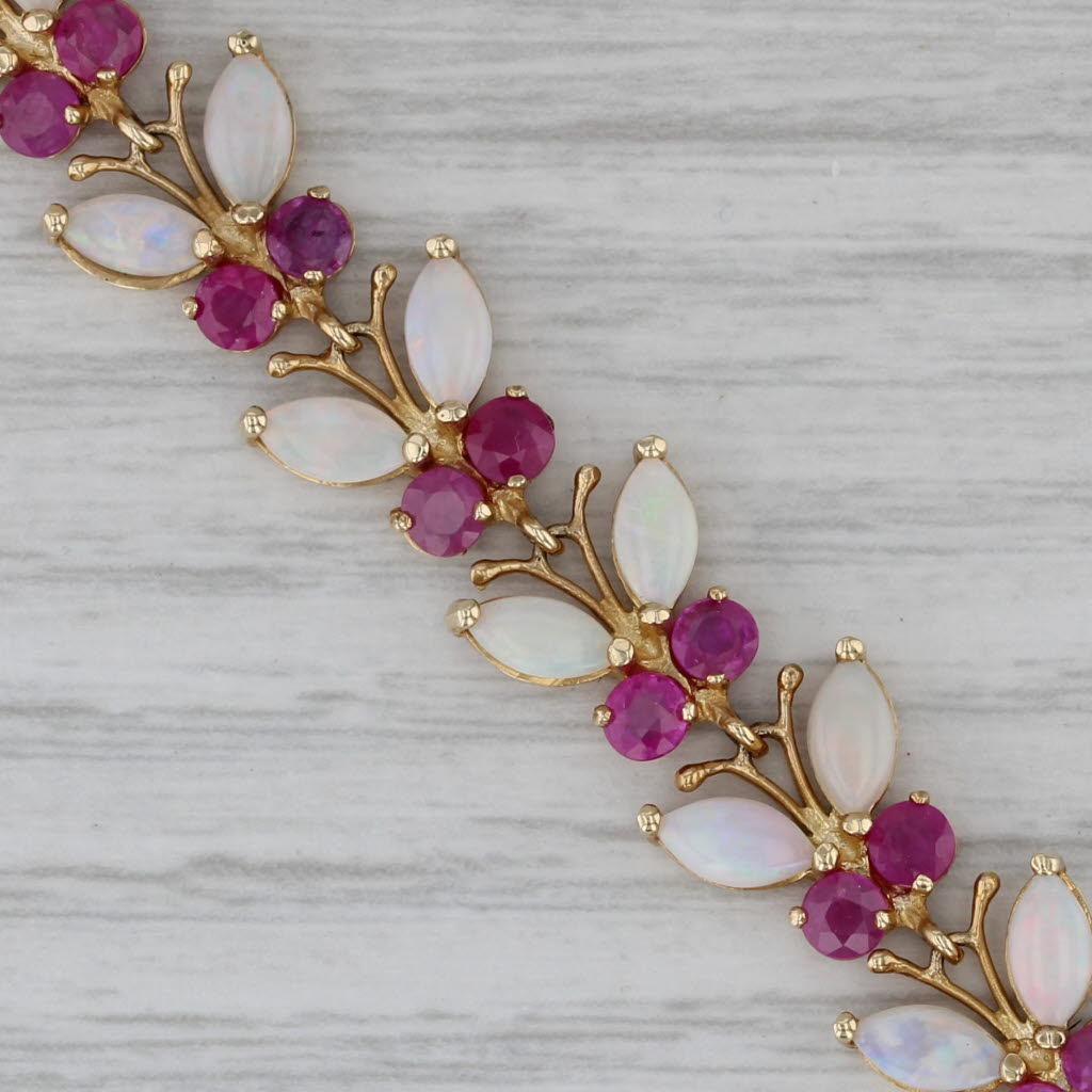 Opal Ruby Butterfly Bracelet 14k Yellow Gold 6.75" 10.1mm Milor Italy