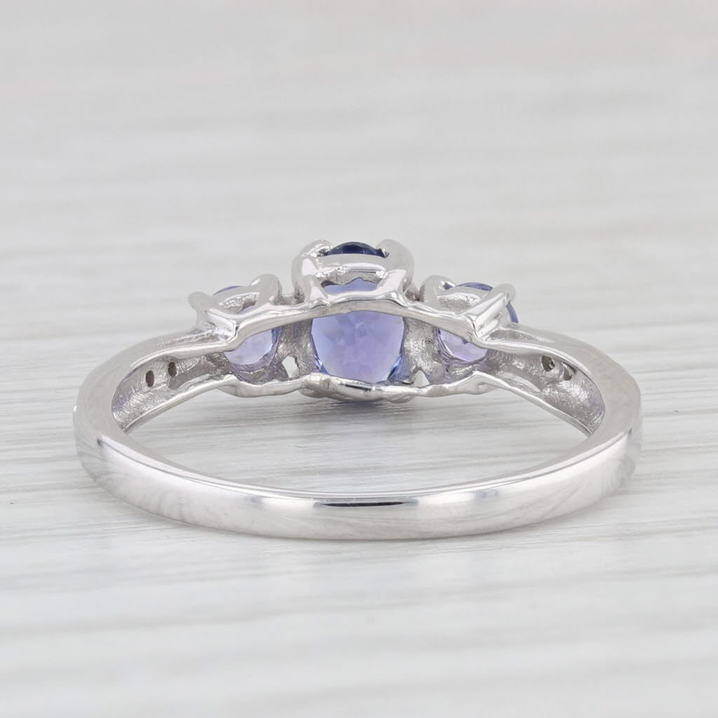 Light Gray 0.94ctw Tanzanite Diamond Ring 14k White Gold Size 7 3-Stone Engagement