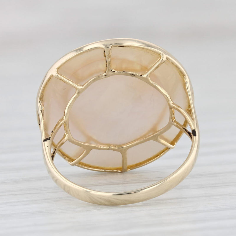 Light Gray Blister Pearl Ring 14k Yellow Gold Size 6 Solitaire Statement