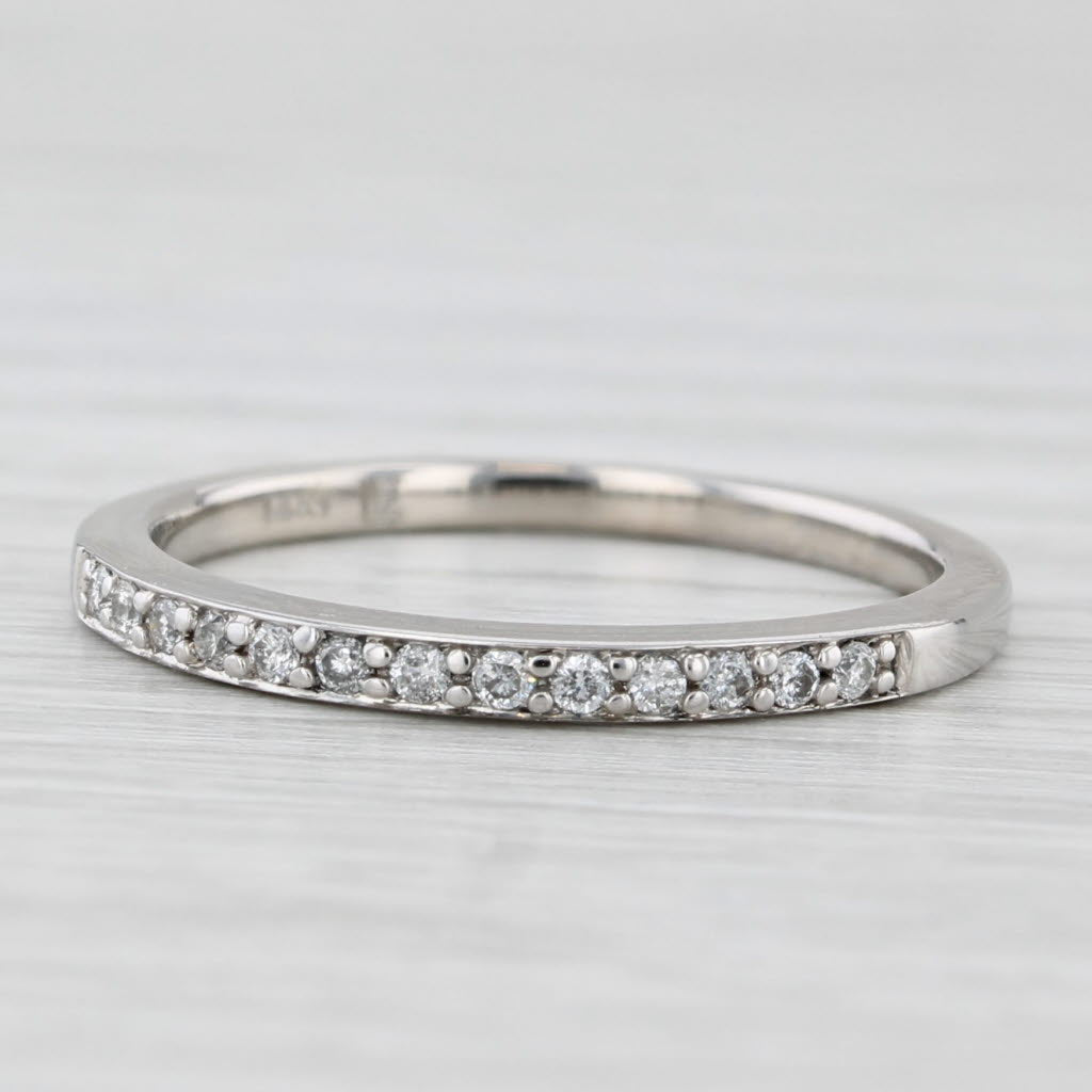 Light Gray 0.13ctw Diamond Wedding Band 14k White Gold Size 6.5 Stackable Ring