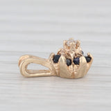 0.15ctw Sapphire Flower Pendant 10k Yellow Gold Diamond Accent Small Drop