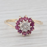 0.75ctw Ruby Halo Diamond Cluster Flower Ring 10k Yellow Gold Size 8.75
