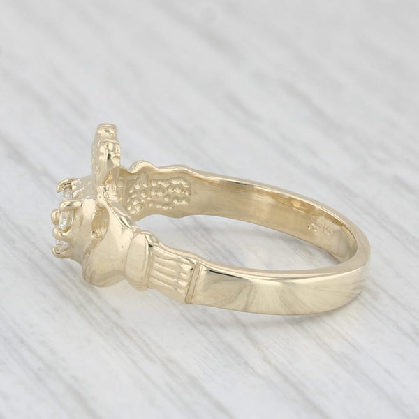 Diamond Irish Claddagh Ring 14k Yellow Gold Size 6.25 Engagement