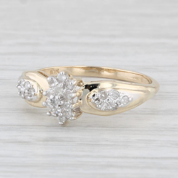 0.18ctw Diamond Cluster Engagement Ring 10k Yellow Gold Size 7.5